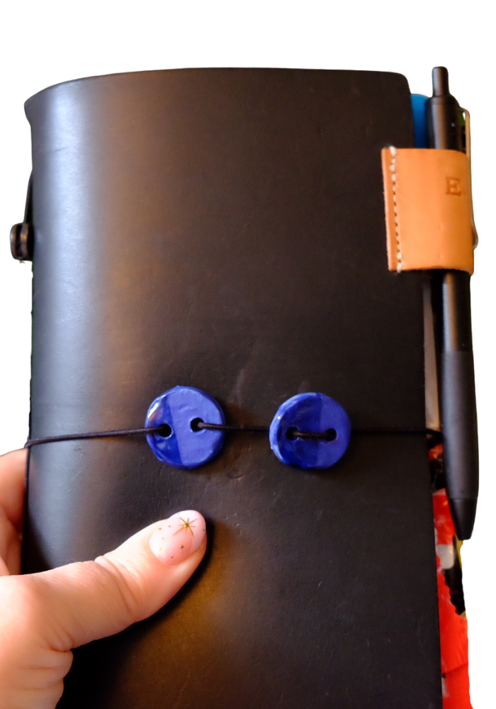 Passthrough Journal Button Charm in Blue