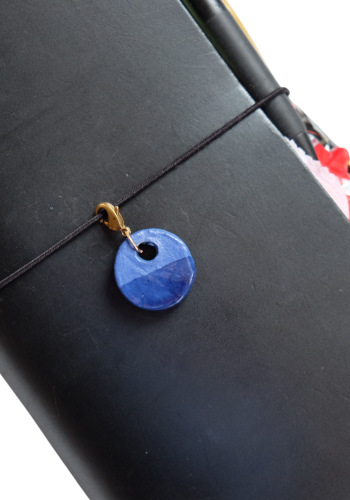 Dangle Journal Button Charm in Blue