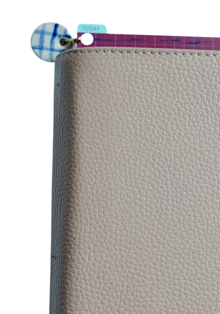 Dangle Journal Button Charm in Blue Gingham